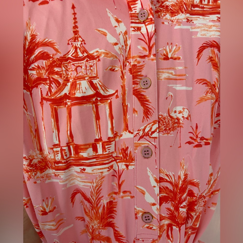 NWOT J. McLaughlin Dolly Catalina Dress Pink Flamingo Palm Trees, Size Medium M - Picture 3 of 11
